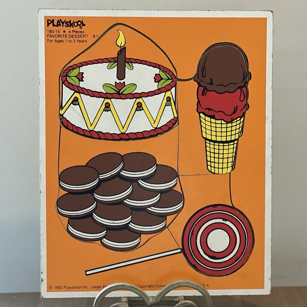 PLAYSKOOL‎ Favorite Dessert Wooden Puzzle Vintage 4 pieces #180-15